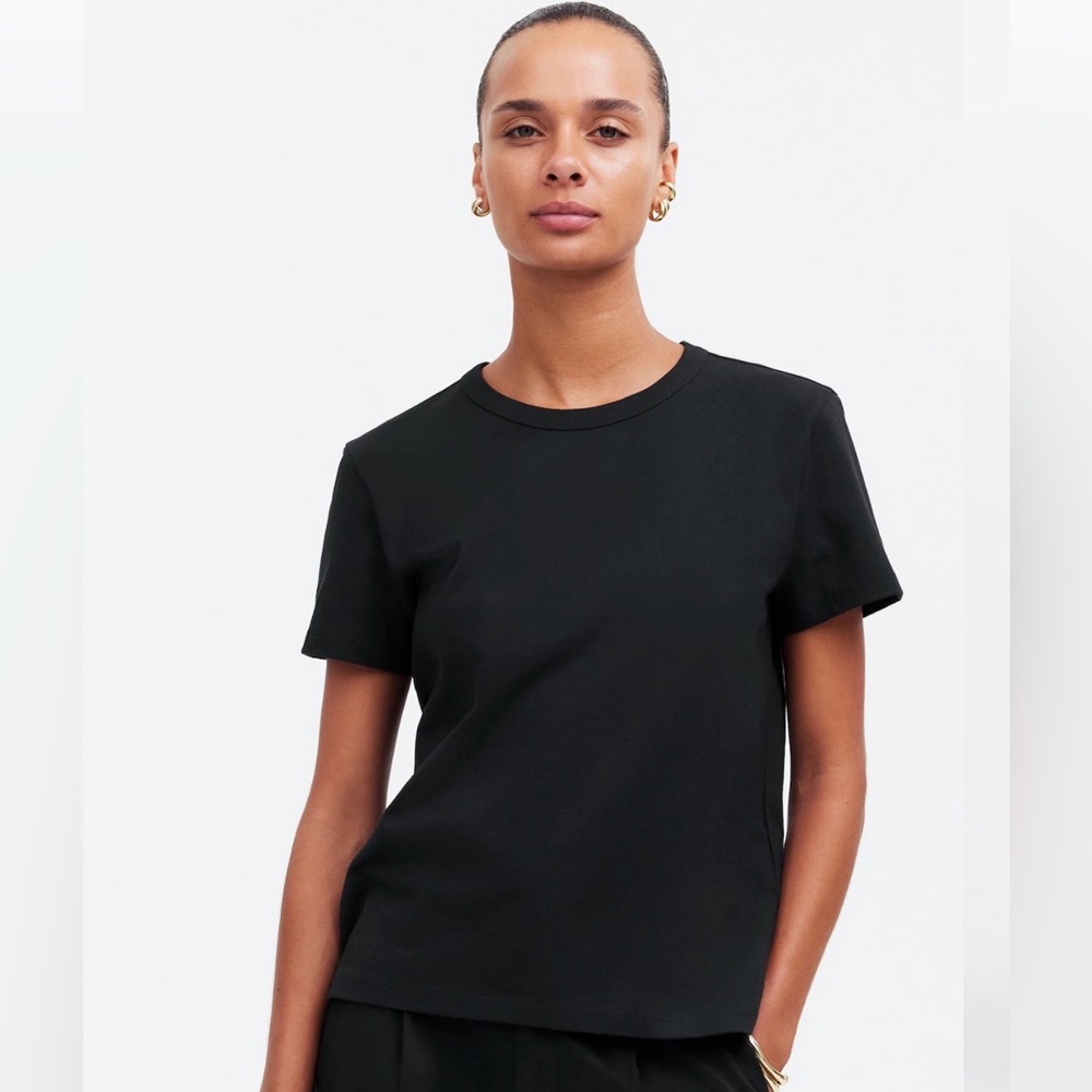 Madewell Black Crew Tee with Script Label - Picture 4 of 6